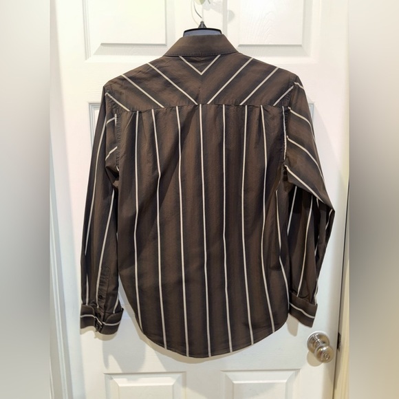 7 Diamonds Mens Shirt Extra Large Button Down Brown Striped Long Sleeve SZ XL​ - Picture 3 of 9
